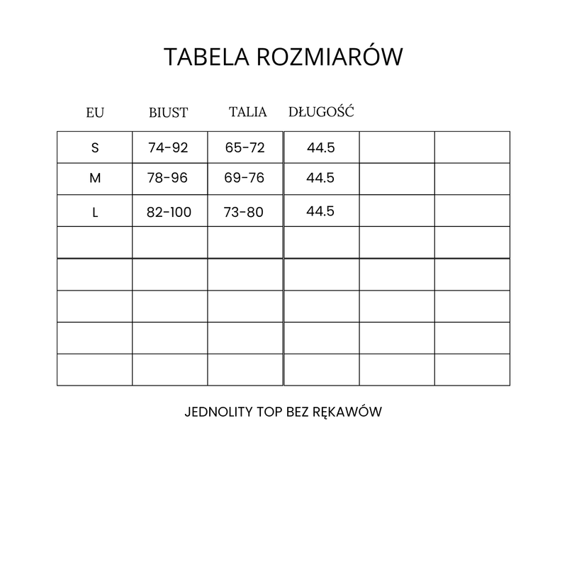 Jednolity top bez rękawów